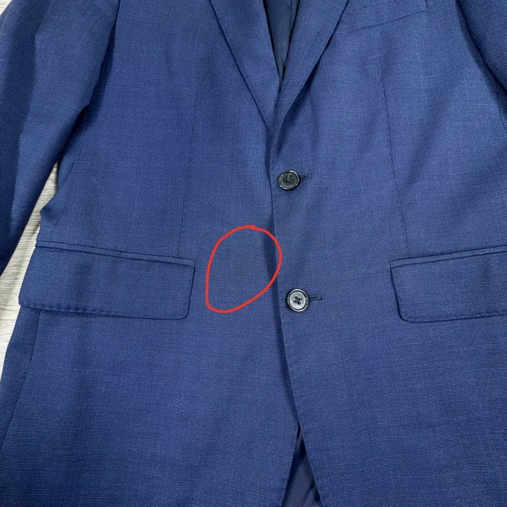 Banana Republic Mens Blazer Italian Wool Blend Blue 38 Regular Two Button Jacket
